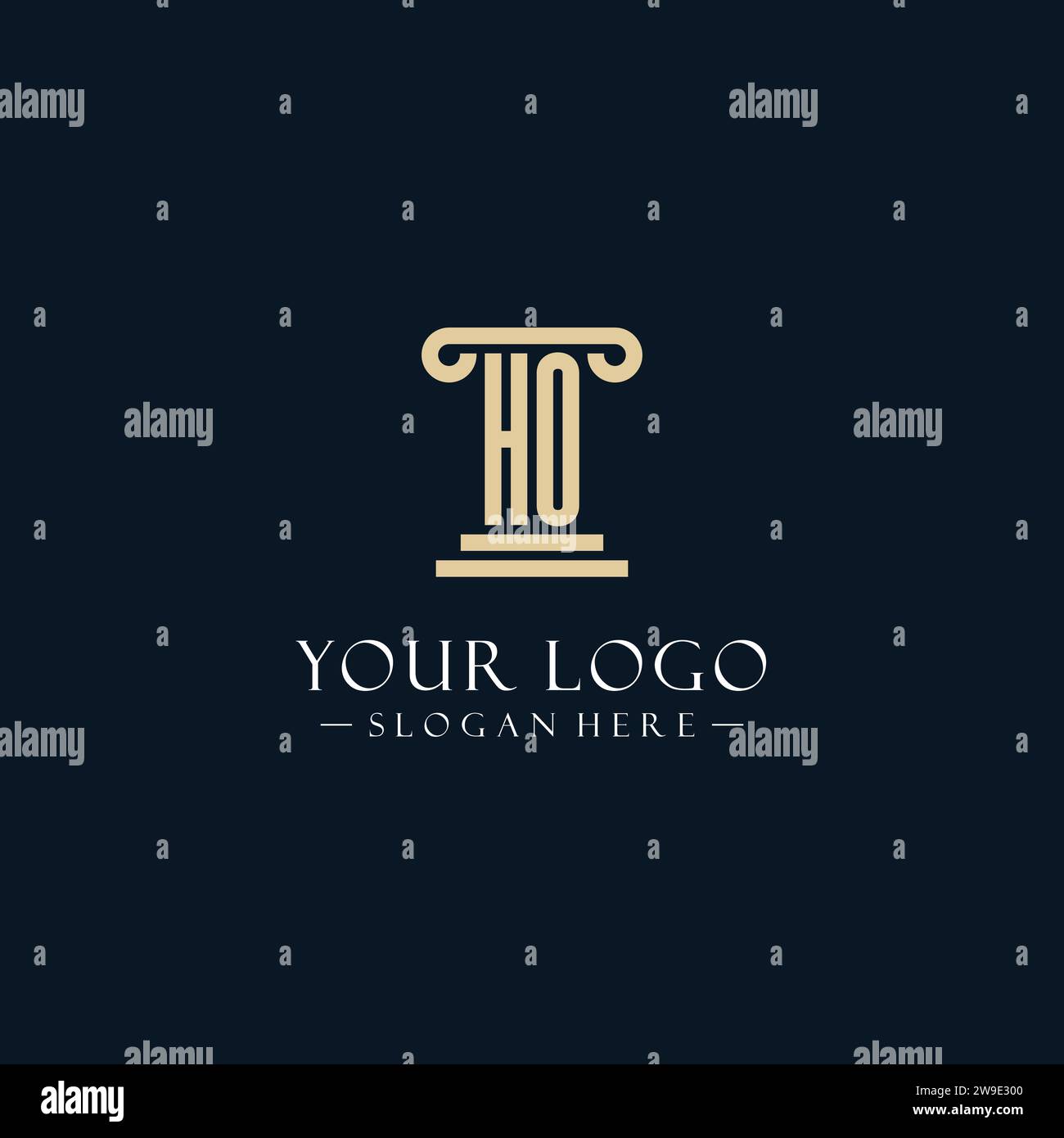HO initial monogram logos with pillar shapes style design ideas Stock ...