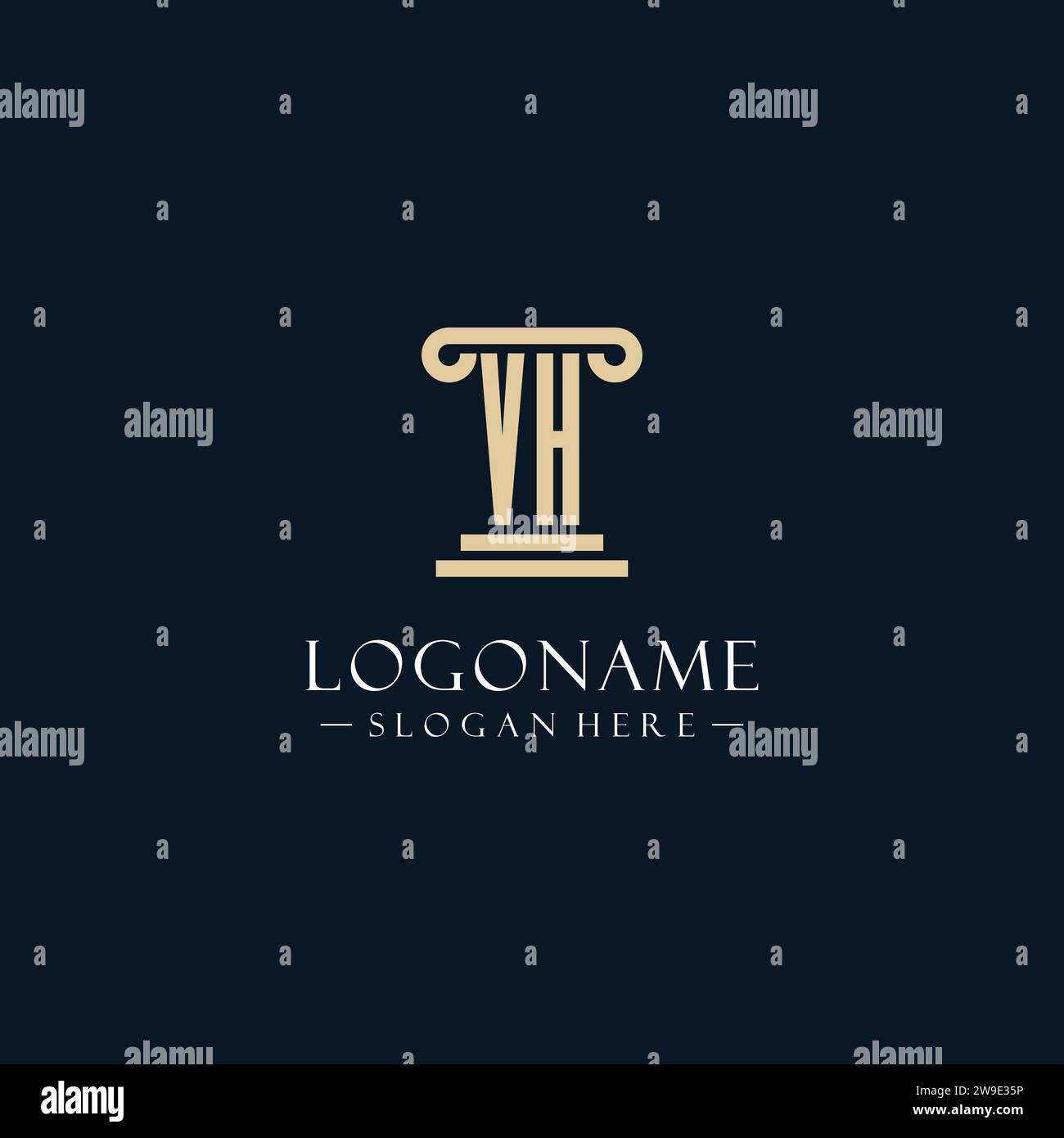 VH initial monogram logos with pillar shapes style design ideas Stock ...