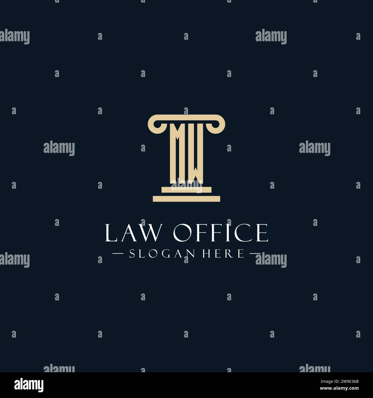 MW initial monogram logos with pillar shapes style design ideas Stock ...