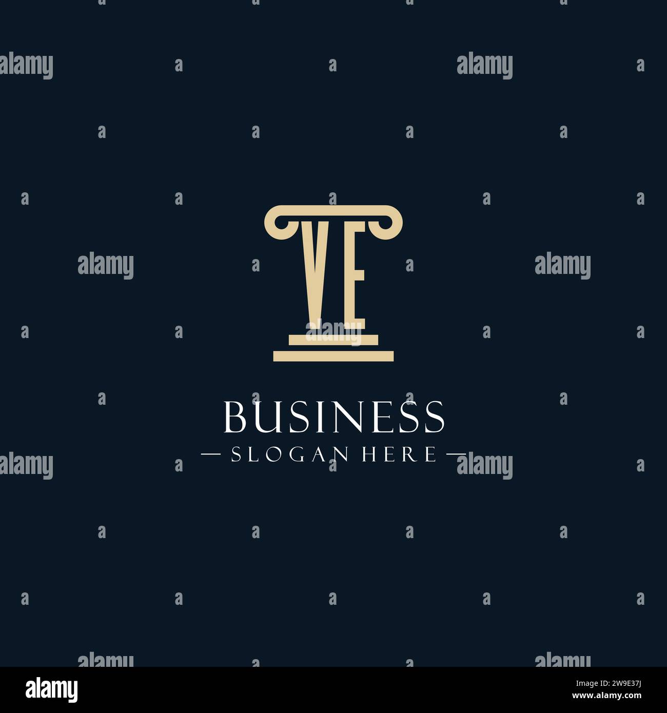 VE initial monogram logos with pillar shapes style design ideas Stock ...