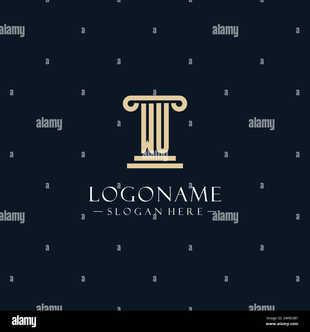 WU initial monogram logos with pillar shapes style design ideas Stock ...