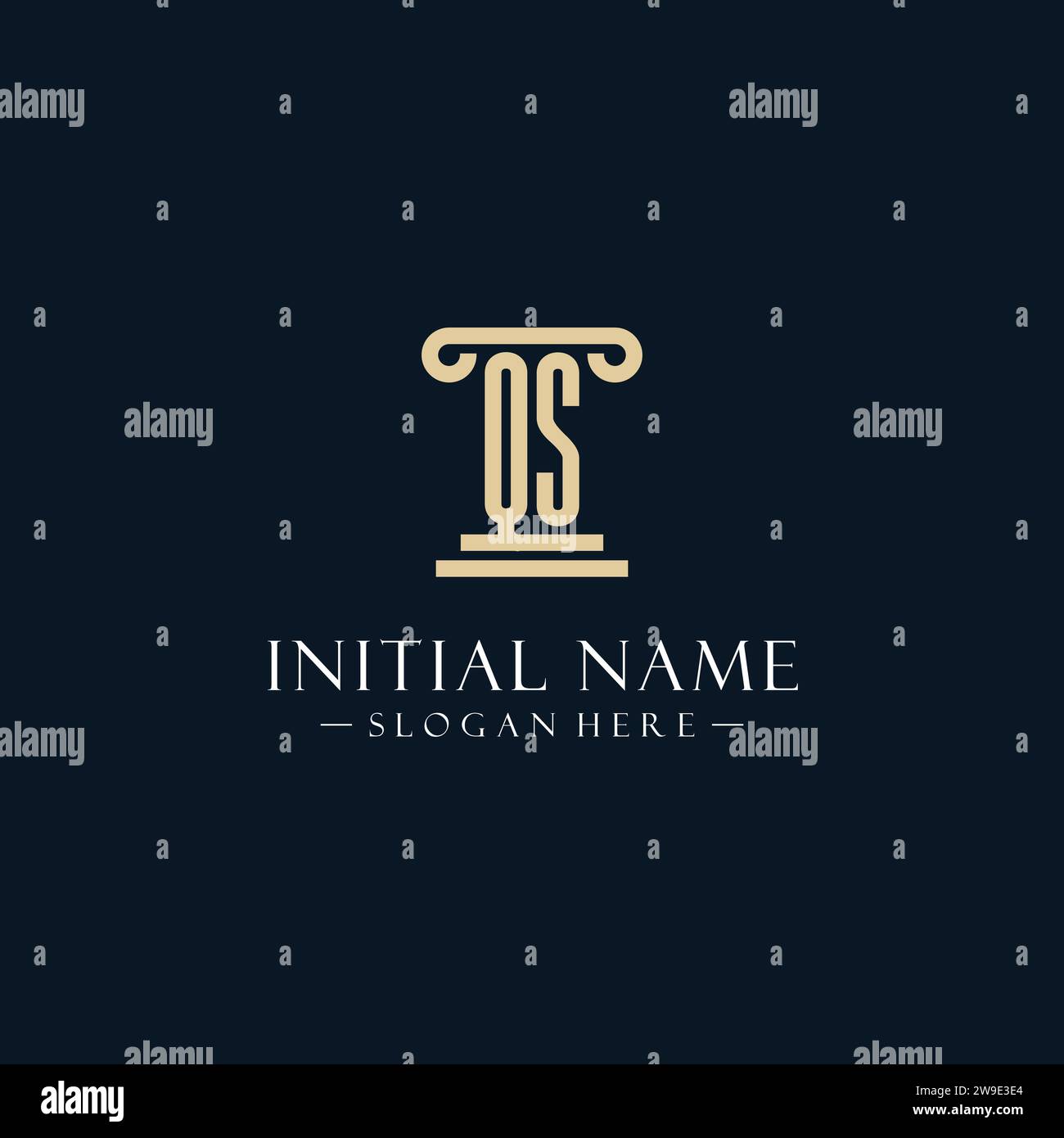 QS initial monogram logos with pillar shapes style design ideas Stock ...