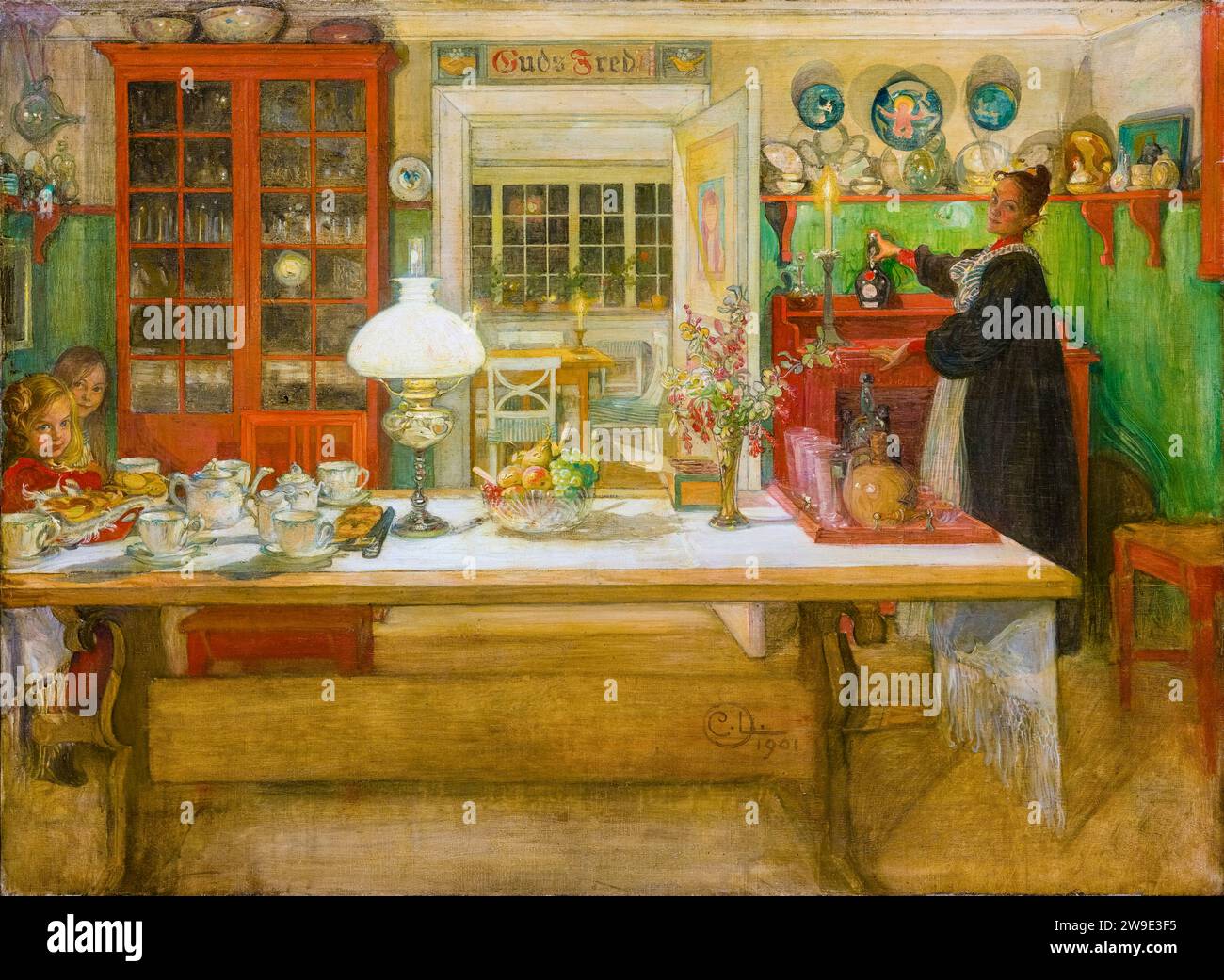 Carl larsson getting ready for a game painting in oil on canvas 1901