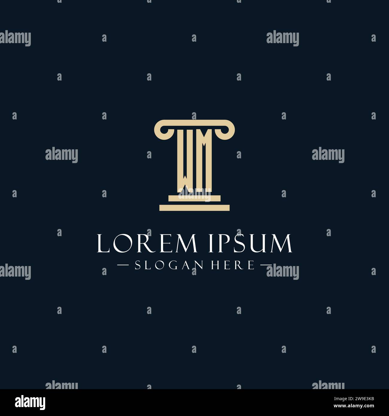 WM initial monogram logos with pillar shapes style design ideas Stock ...