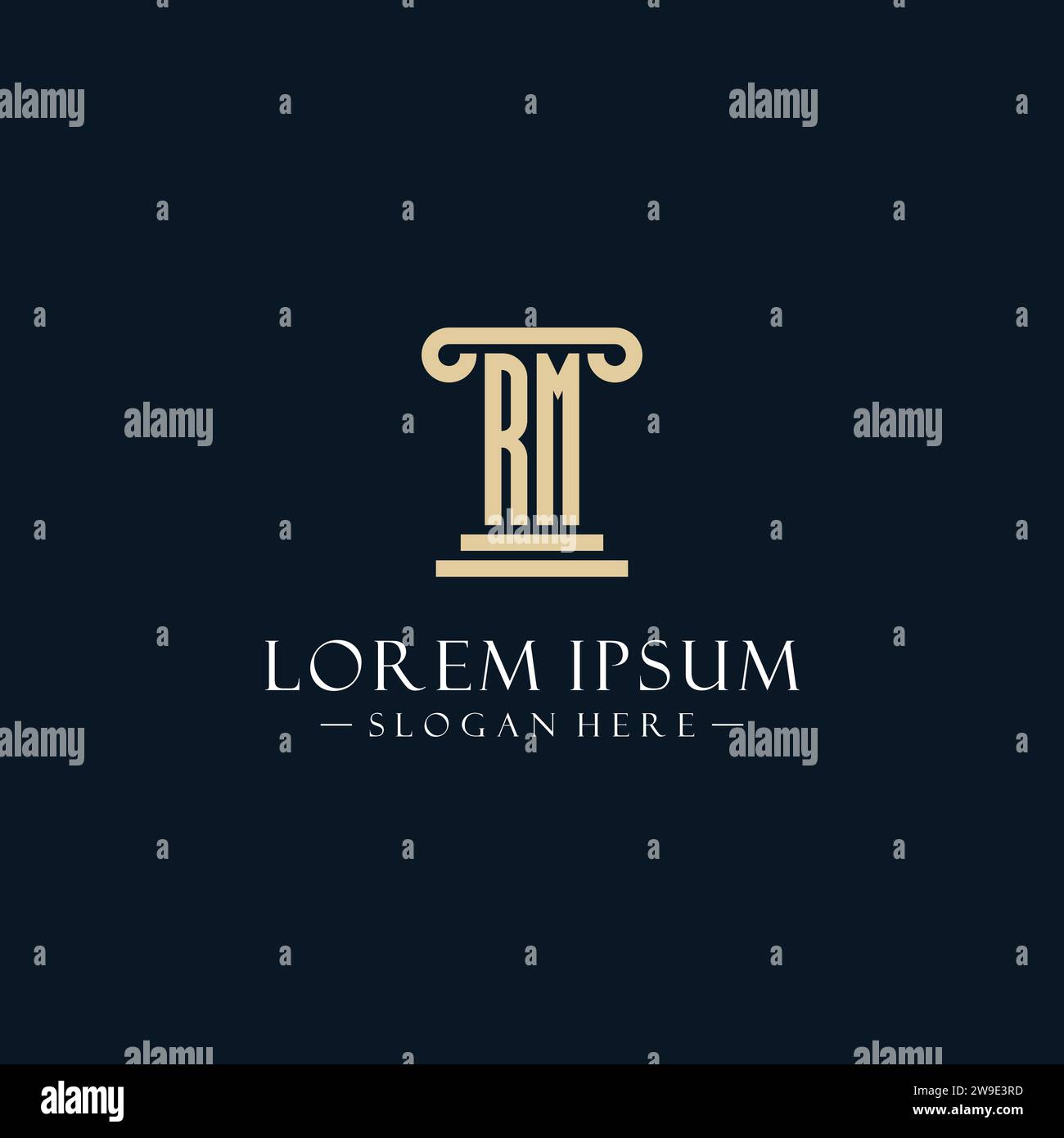 RM initial monogram logos with pillar shapes style design ideas Stock ...