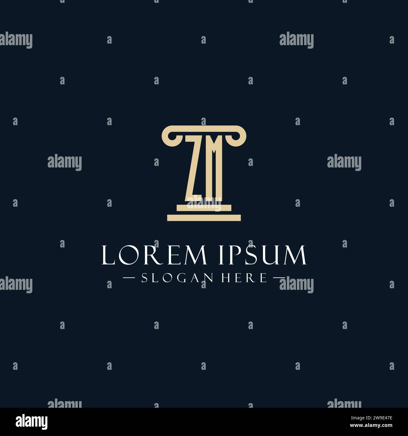ZM initial monogram logos with pillar shapes style design ideas Stock ...