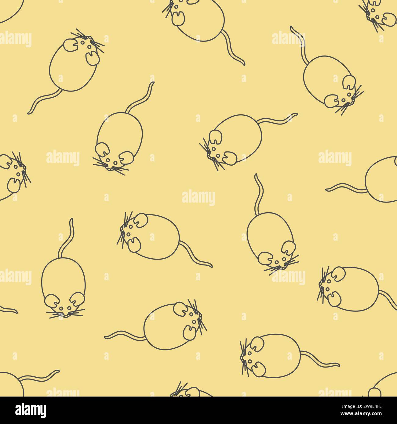 Seamless pattern with doodle mice. Hand drawn mouse background. Vector ...