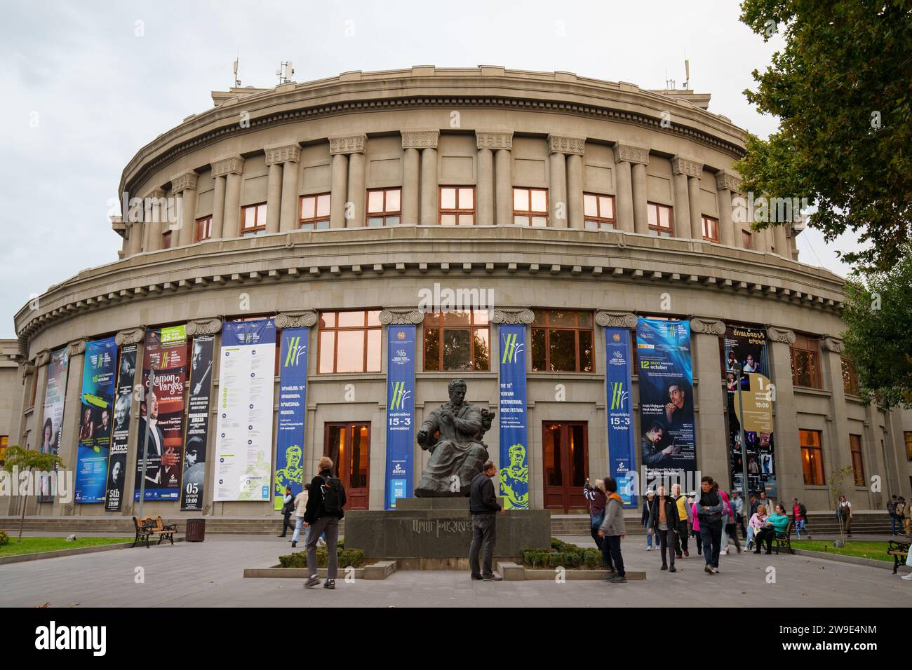 Aram Khachaturian Statue outside the Armenian National Opera and Ballet Theatre, Yerevan, Armenia Stock Photo