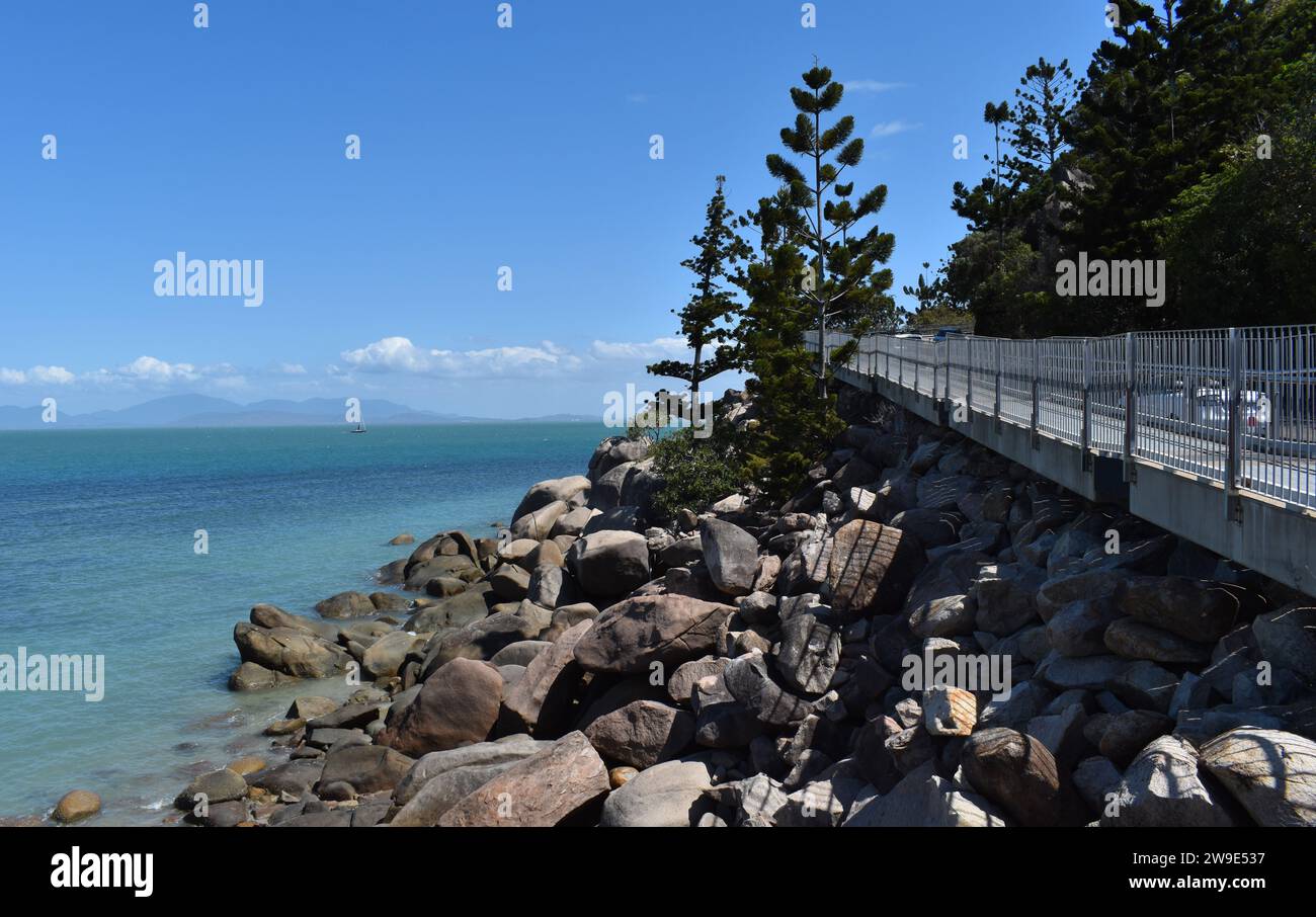 Elevated coastal walking and cycling route, The Gabul Way Coastal Walkway between Nelly Bay and Geoffrey Bay, Magnetic Island, Queensland, Australia Stock Photo