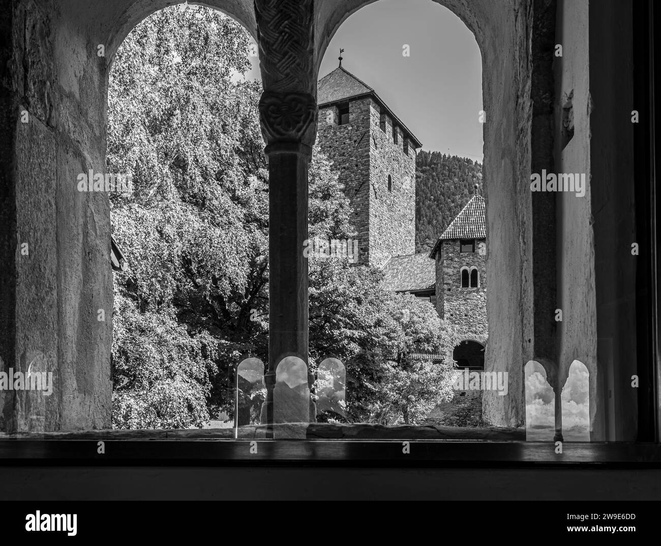 Mullioned window of Tyrol Castle in South Tyrol near Merano, Bolzano ...