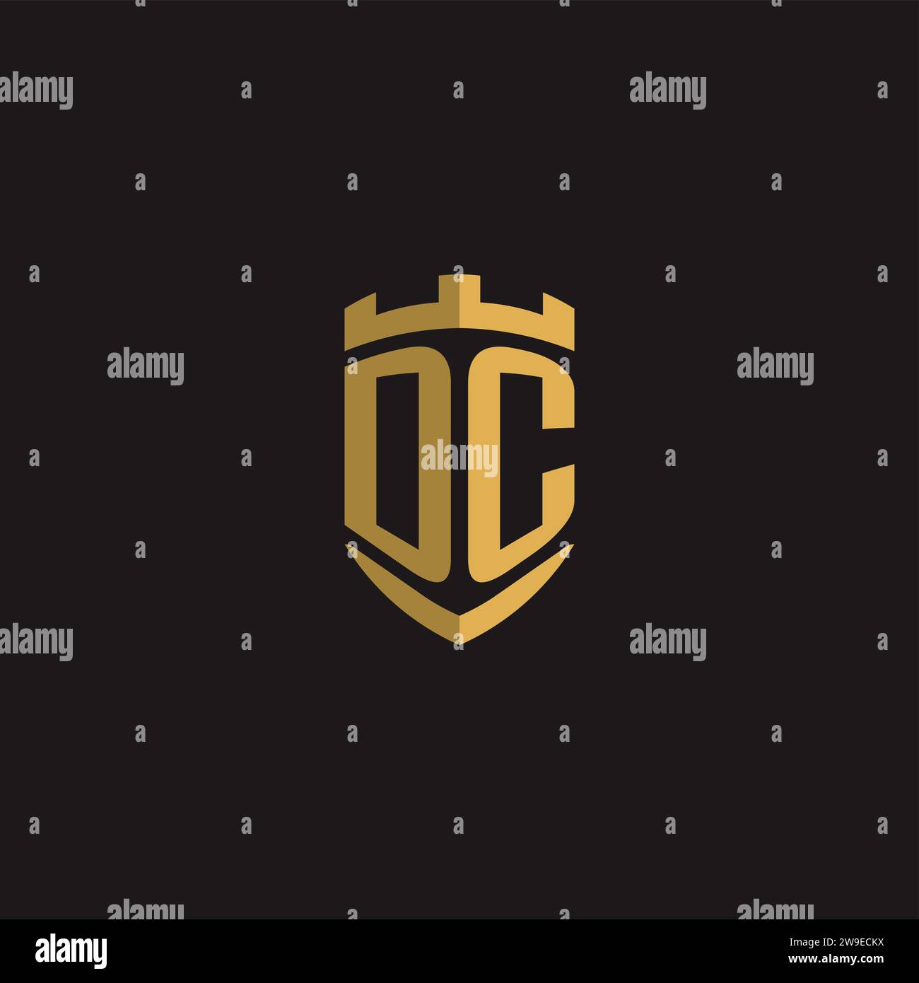 Initials DC logo monogram with shield style design vector graphic Stock Vector