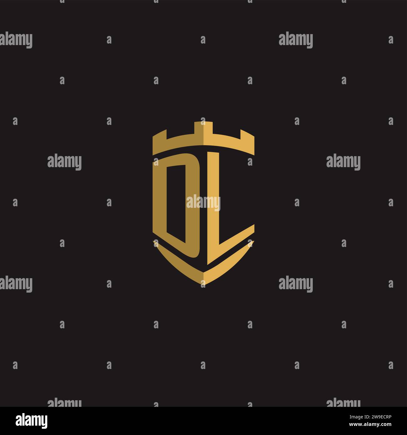 Initials DL logo monogram with shield style design vector graphic Stock Vector