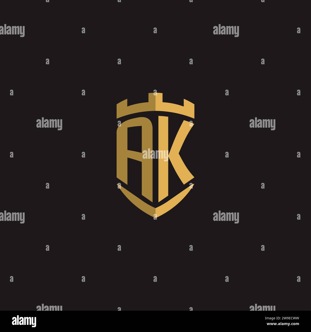Initials AK logo monogram with shield style design vector graphic Stock Vector