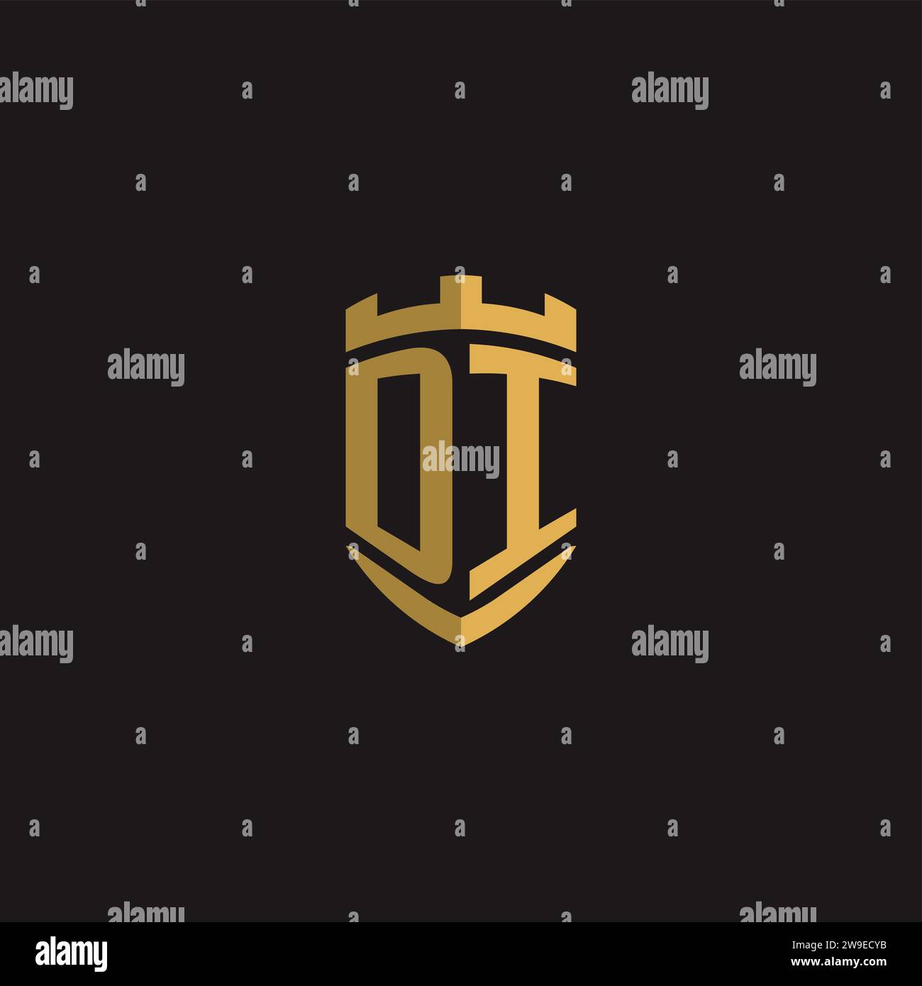 Initials DI logo monogram with shield style design vector graphic Stock Vector