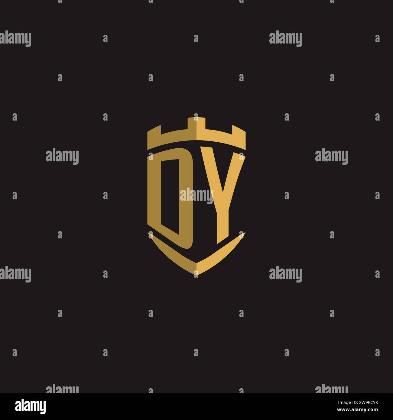 Initials DY logo monogram with shield style design vector graphic Stock Vector