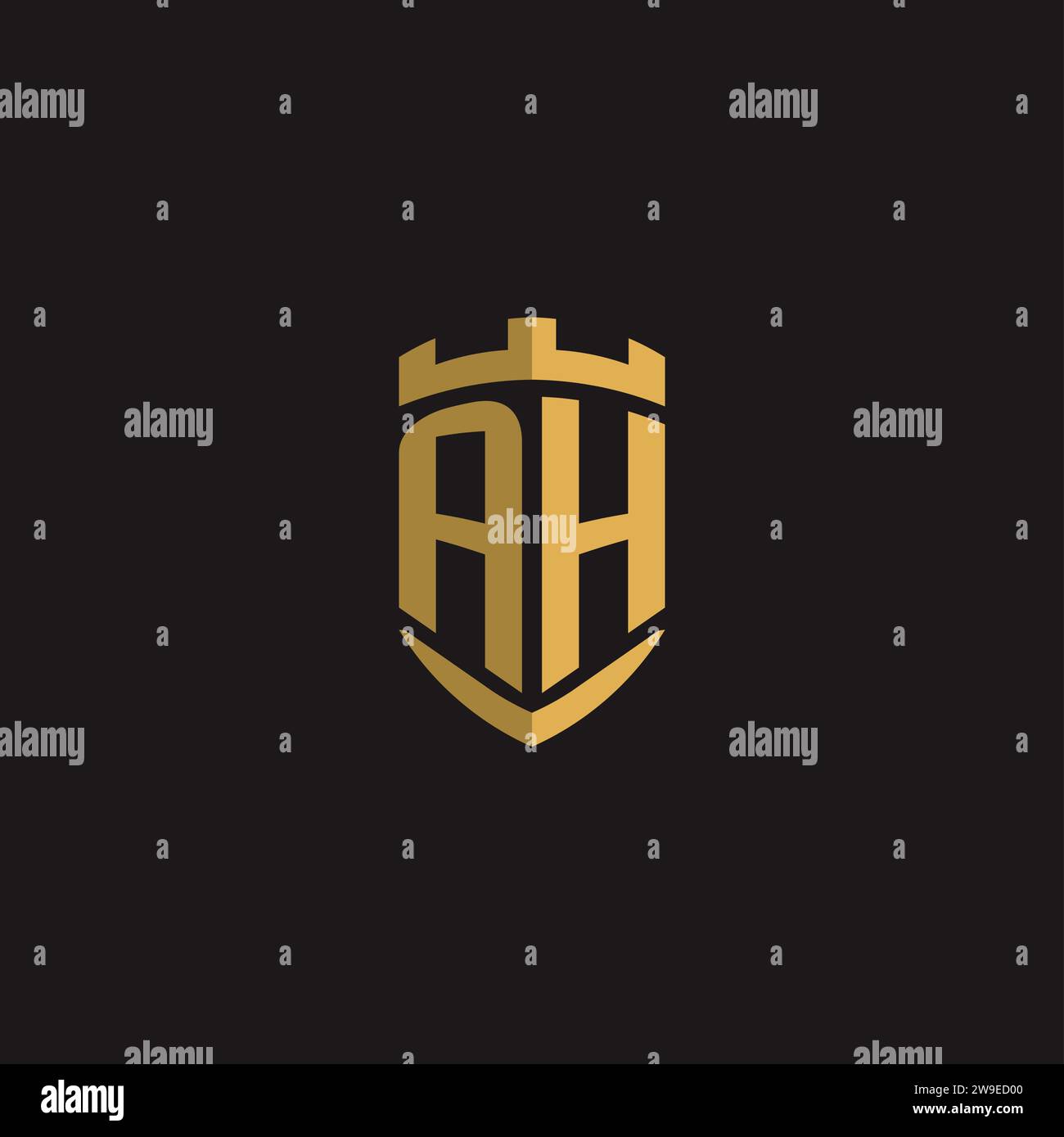 Initials AH logo monogram with shield style design vector graphic Stock Vector