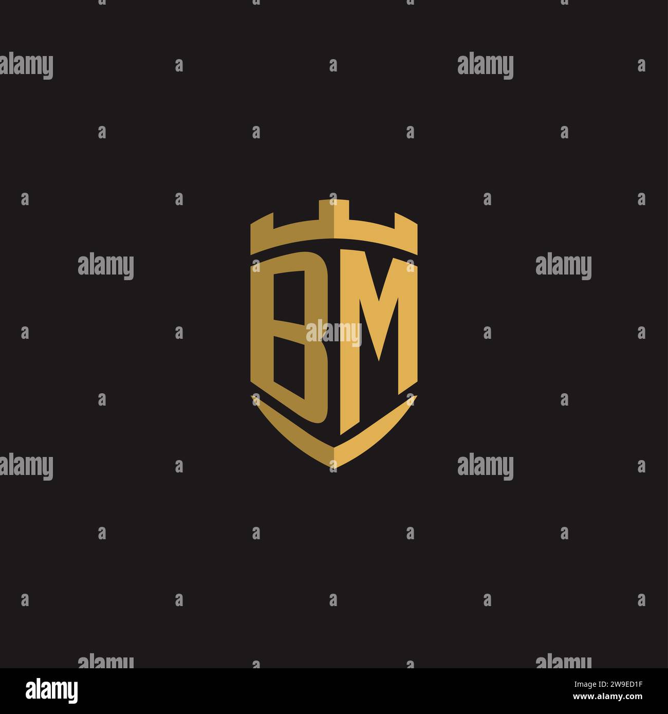 Initials BM logo monogram with shield style design vector graphic Stock Vector
