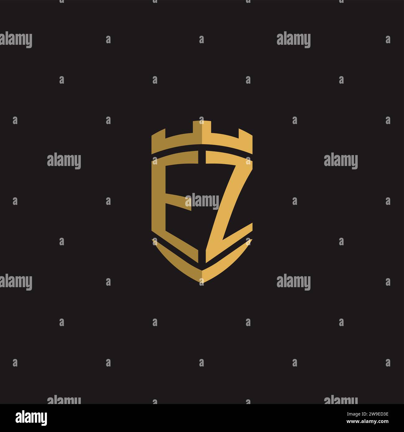 Initials EZ logo monogram with shield style design vector graphic Stock Vector