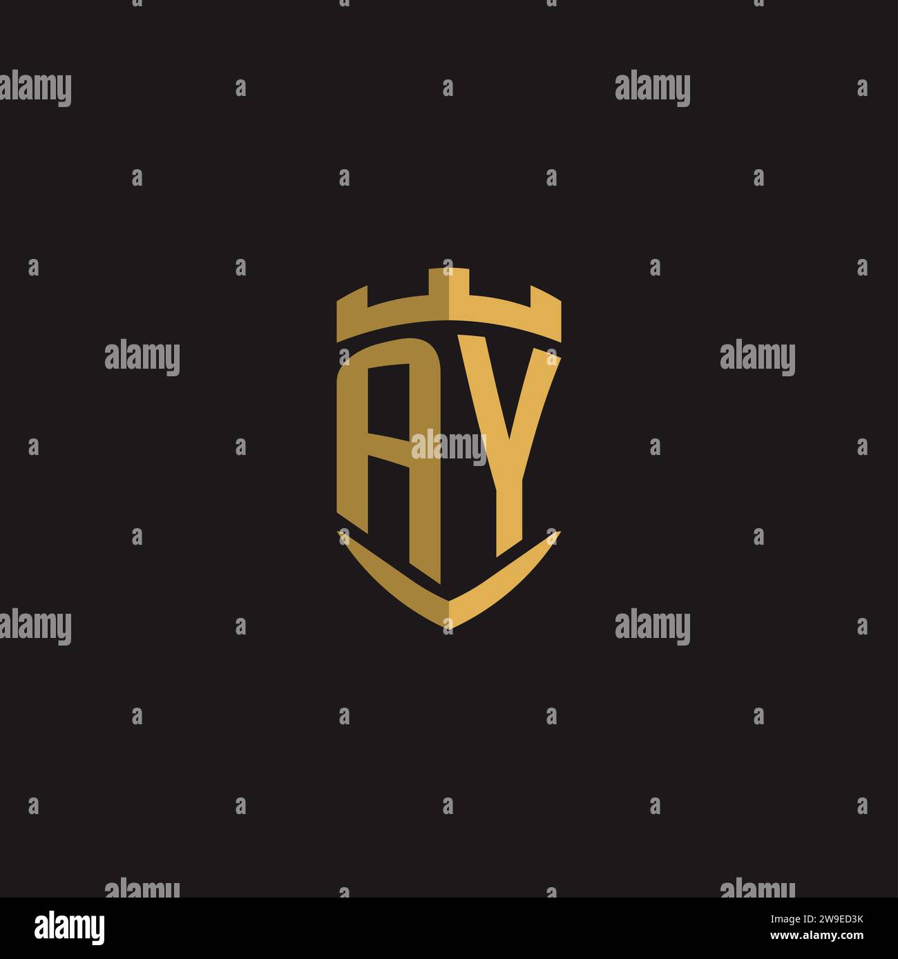 Initials AY logo monogram with shield style design vector graphic Stock Vector
