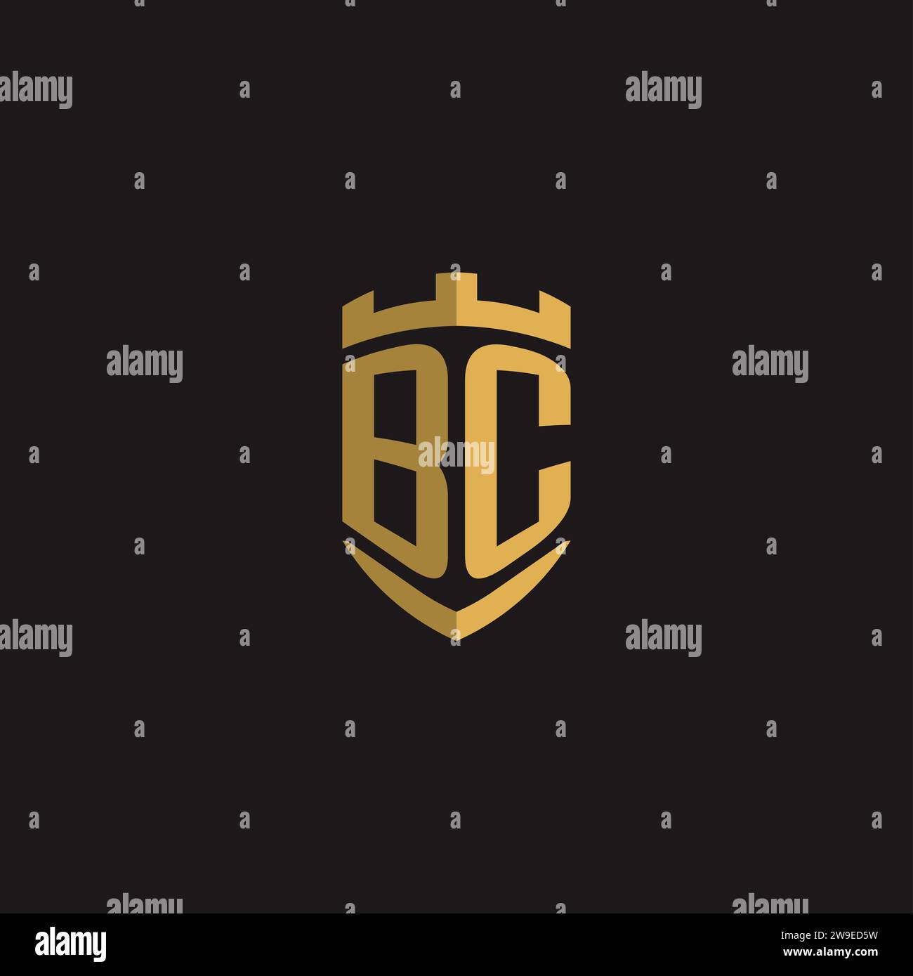 Initials BC logo monogram with shield style design vector graphic Stock Vector
