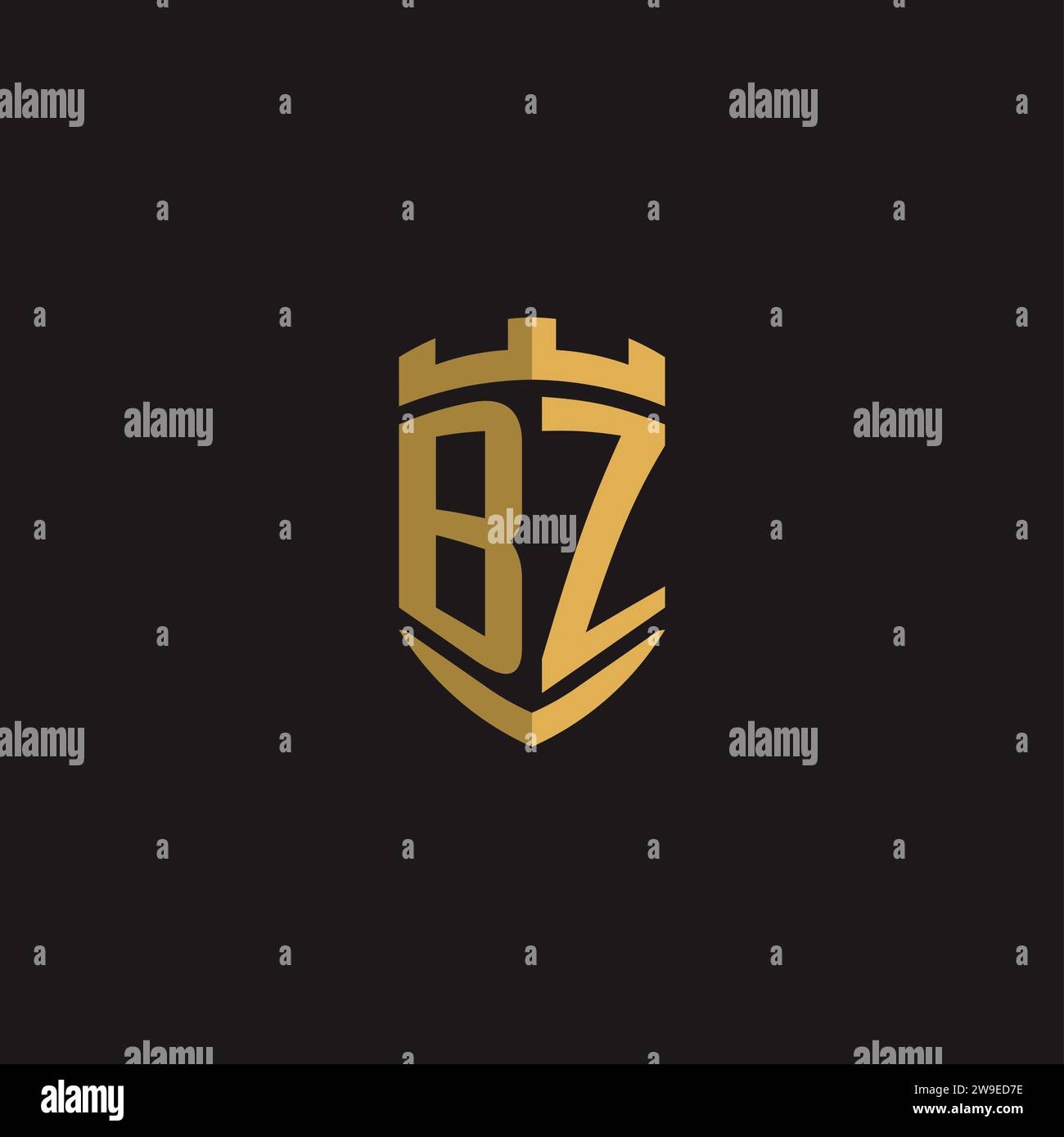 Initials BZ logo monogram with shield style design vector graphic Stock Vector