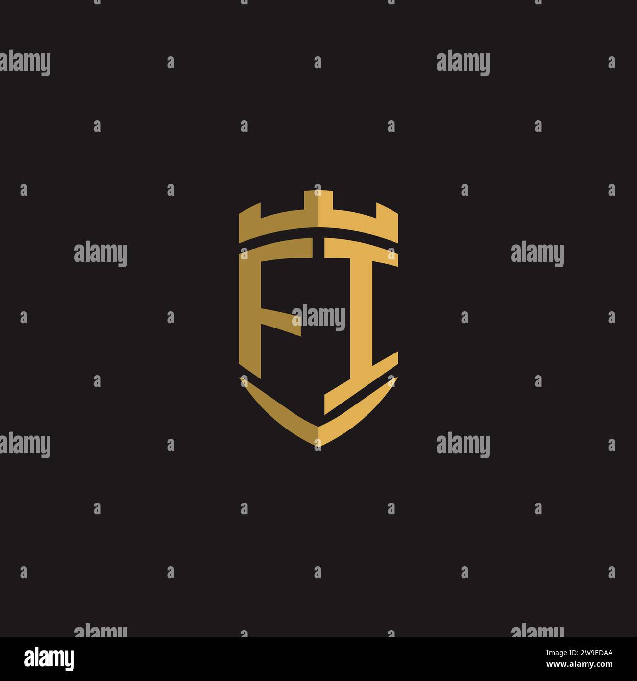Initials FI logo monogram with shield style design vector graphic Stock Vector
