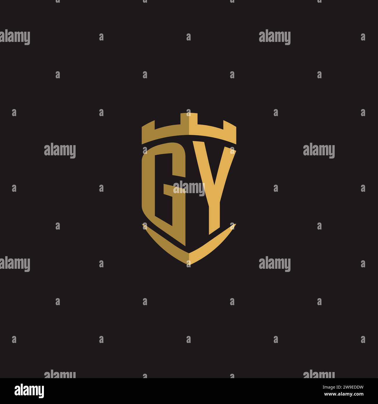Initials GY logo monogram with shield style design vector graphic Stock Vector