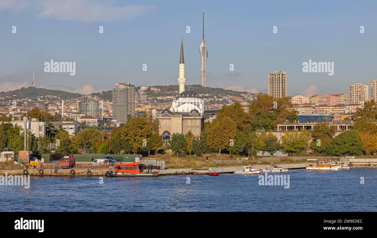 Haydarpasa Mosque and Tower Landmarks at Kadikoy Istanbul Turkey Stock Photo