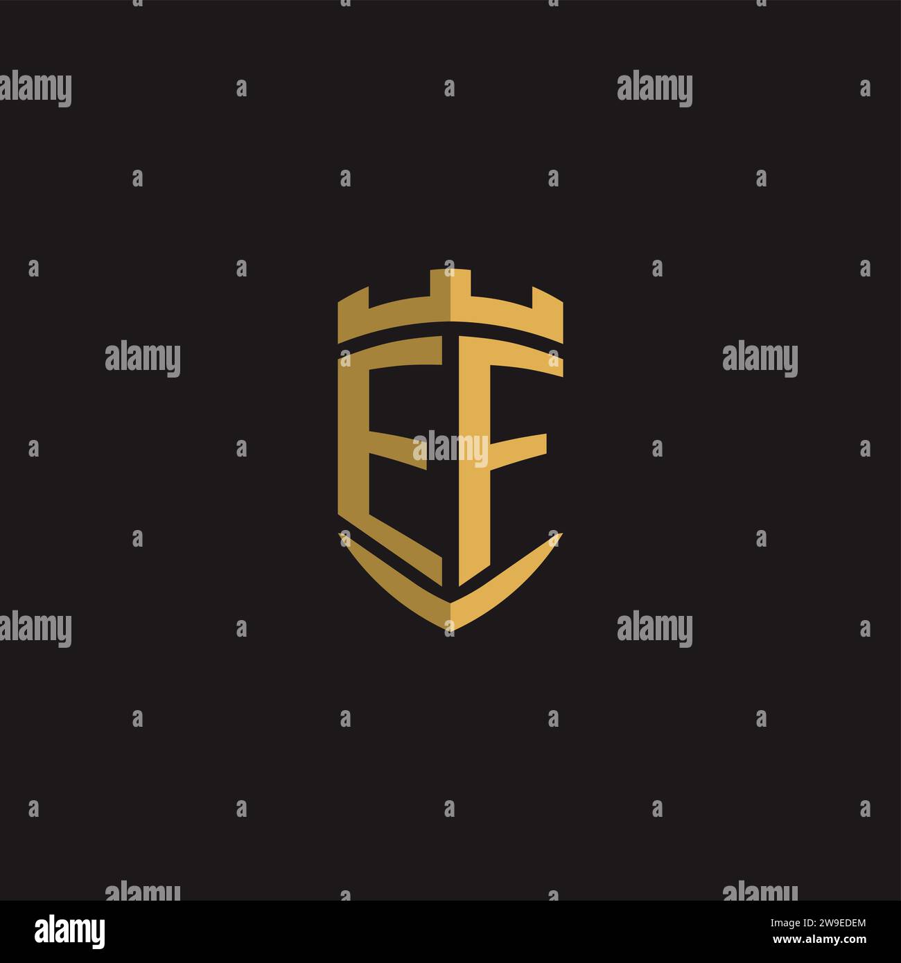 Initials EF logo monogram with shield style design vector graphic Stock Vector