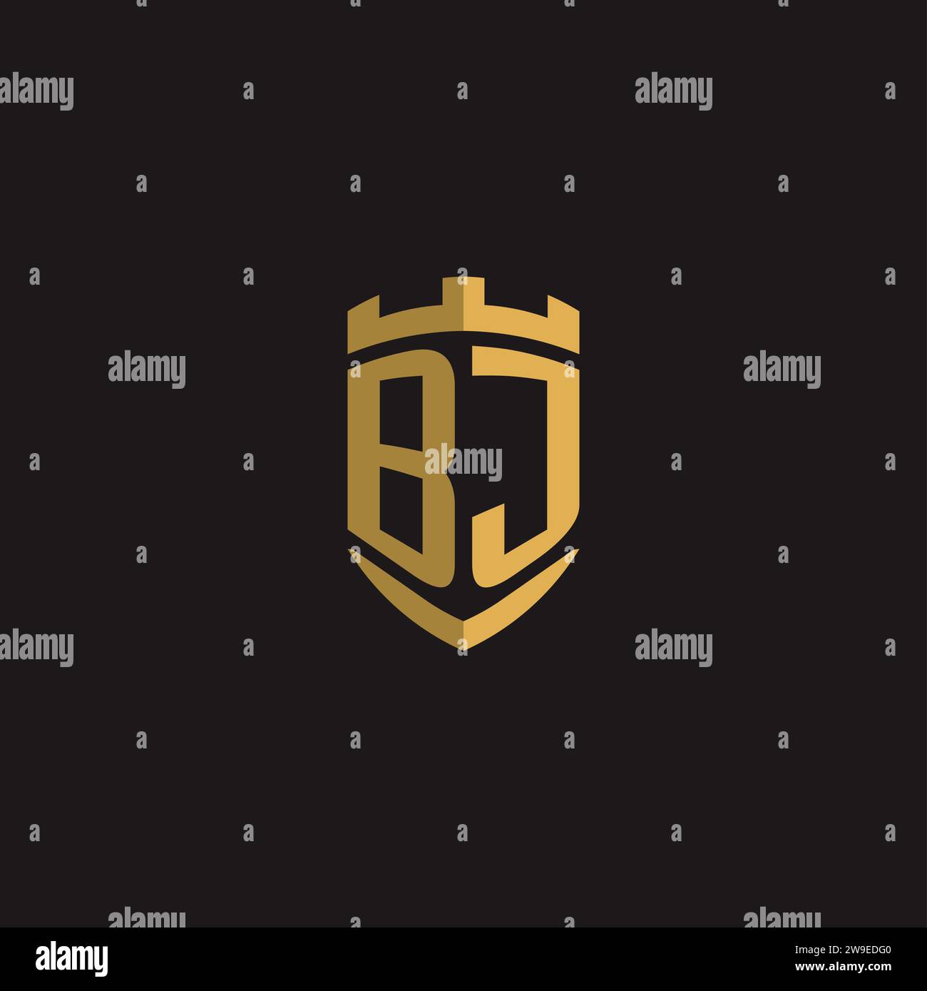 Initials BJ logo monogram with shield style design vector graphic Stock Vector