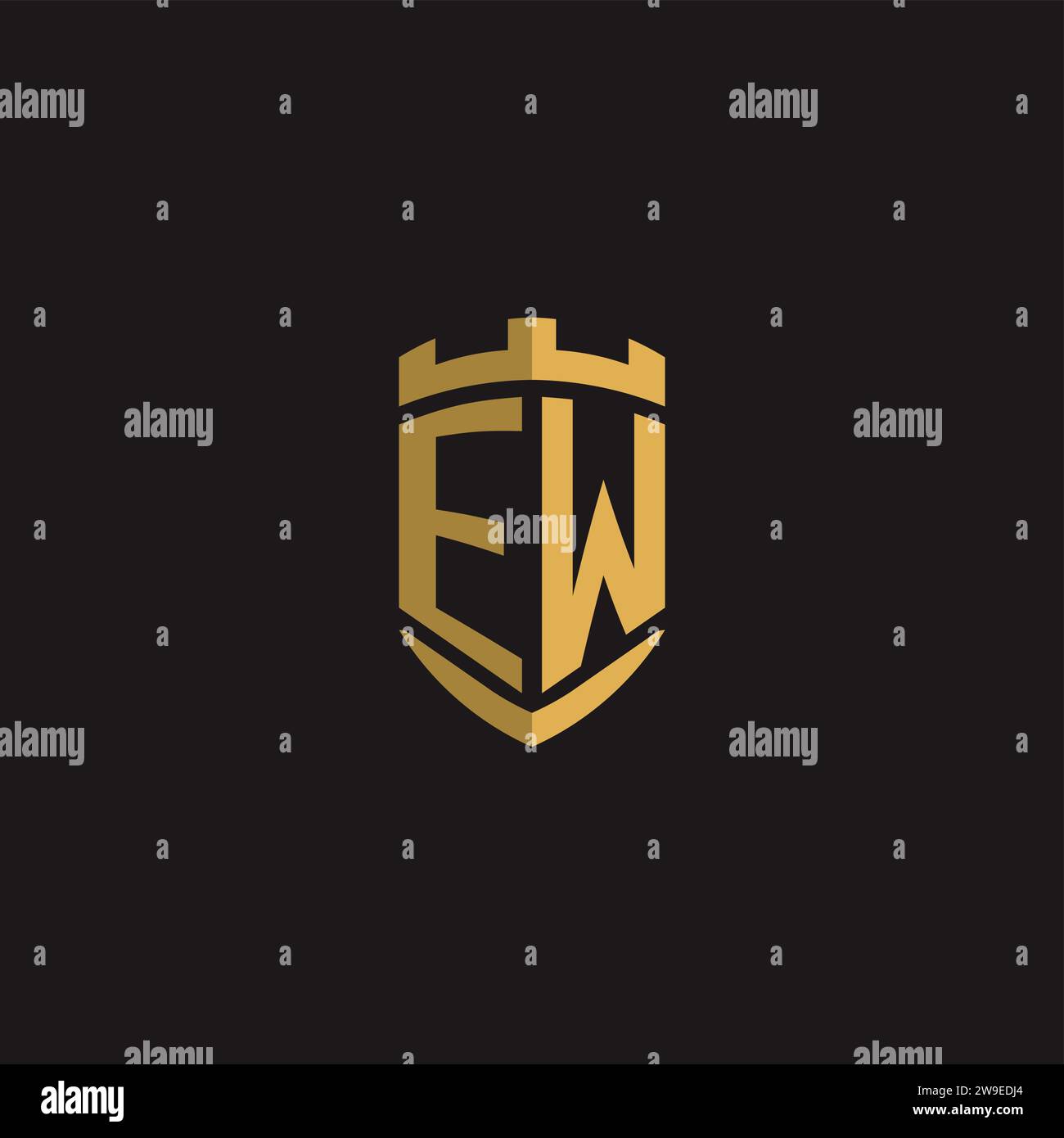 Initials EW logo monogram with shield style design vector graphic Stock Vector