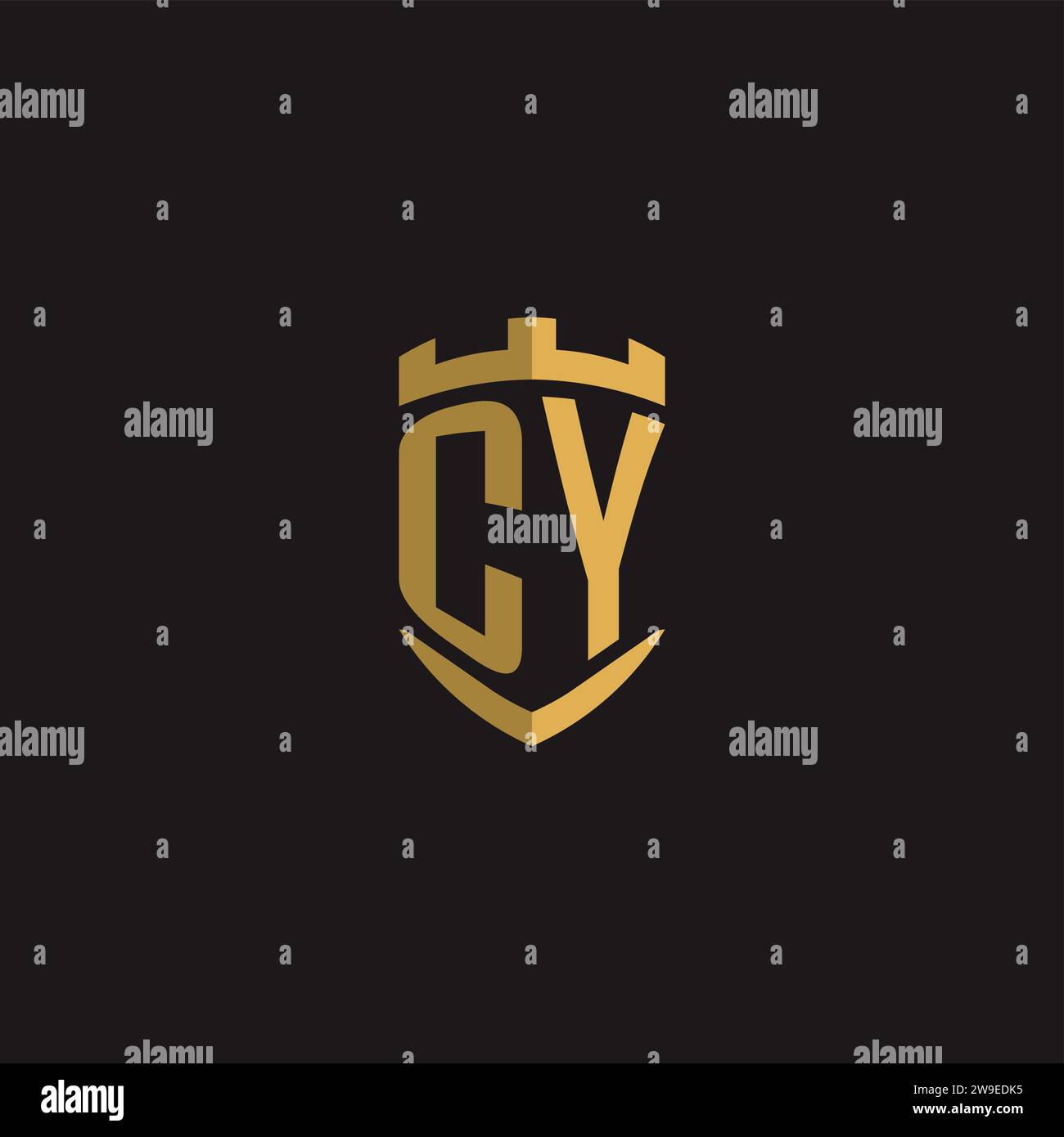 Initials CY logo monogram with shield style design vector graphic Stock Vector