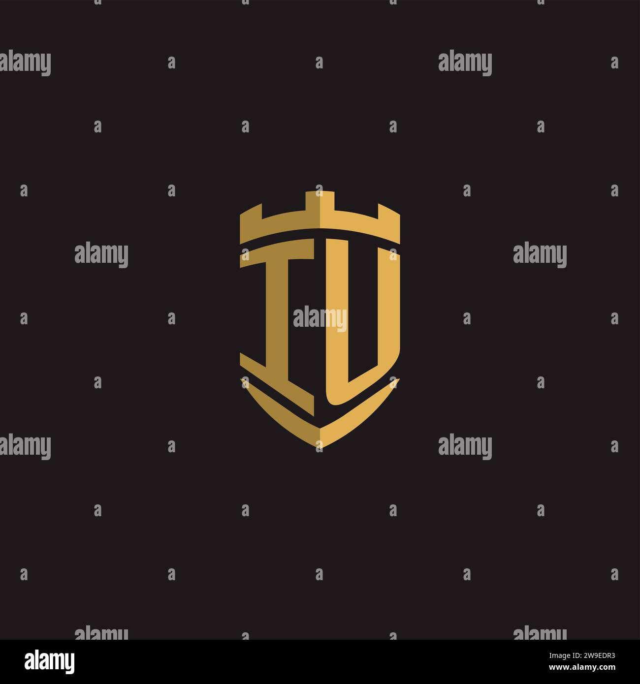 Initials IU logo monogram with shield style design vector graphic Stock Vector