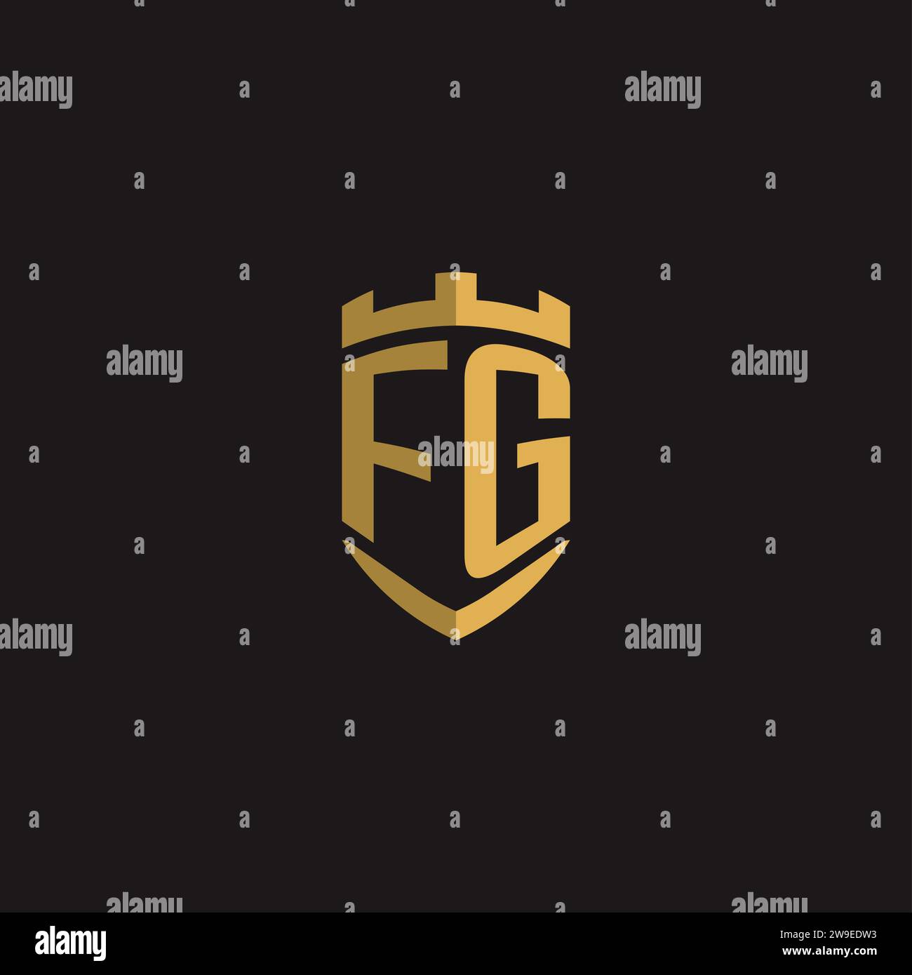 Initials FG logo monogram with shield style design vector graphic Stock Vector