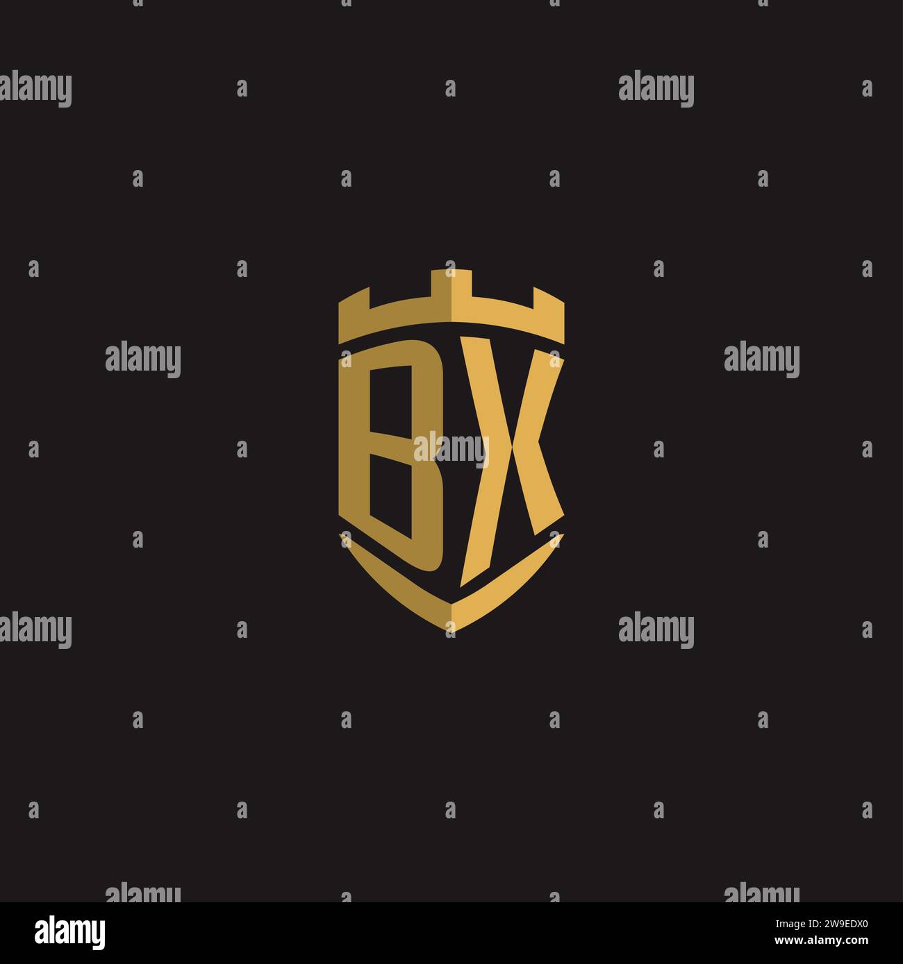 Initials BX logo monogram with shield style design vector graphic Stock Vector
