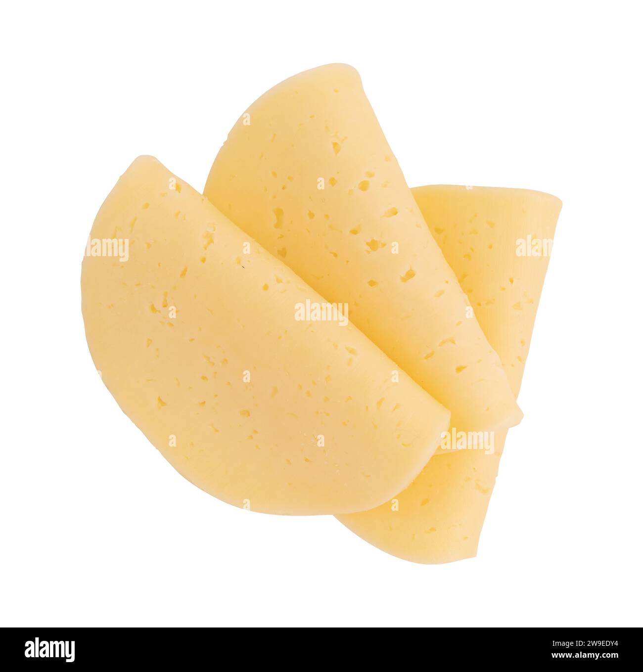 folded slices of cheese isolated on white background with clipping path