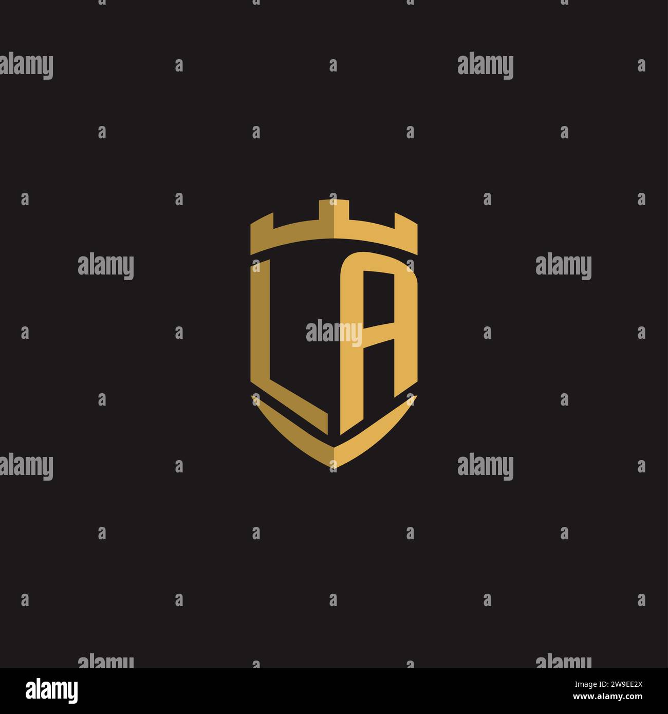 Initials LA logo monogram with shield style design vector graphic Stock Vector