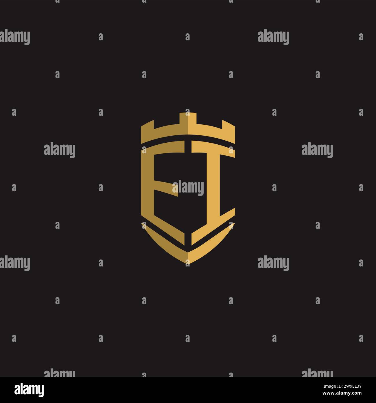 Initials EI logo monogram with shield style design vector graphic Stock Vector
