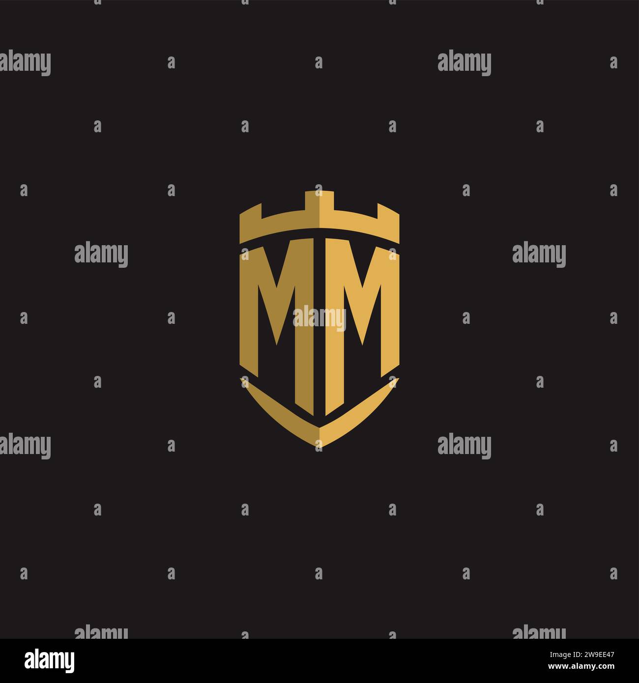 Initials MM logo monogram with shield style design vector graphic Stock Vector