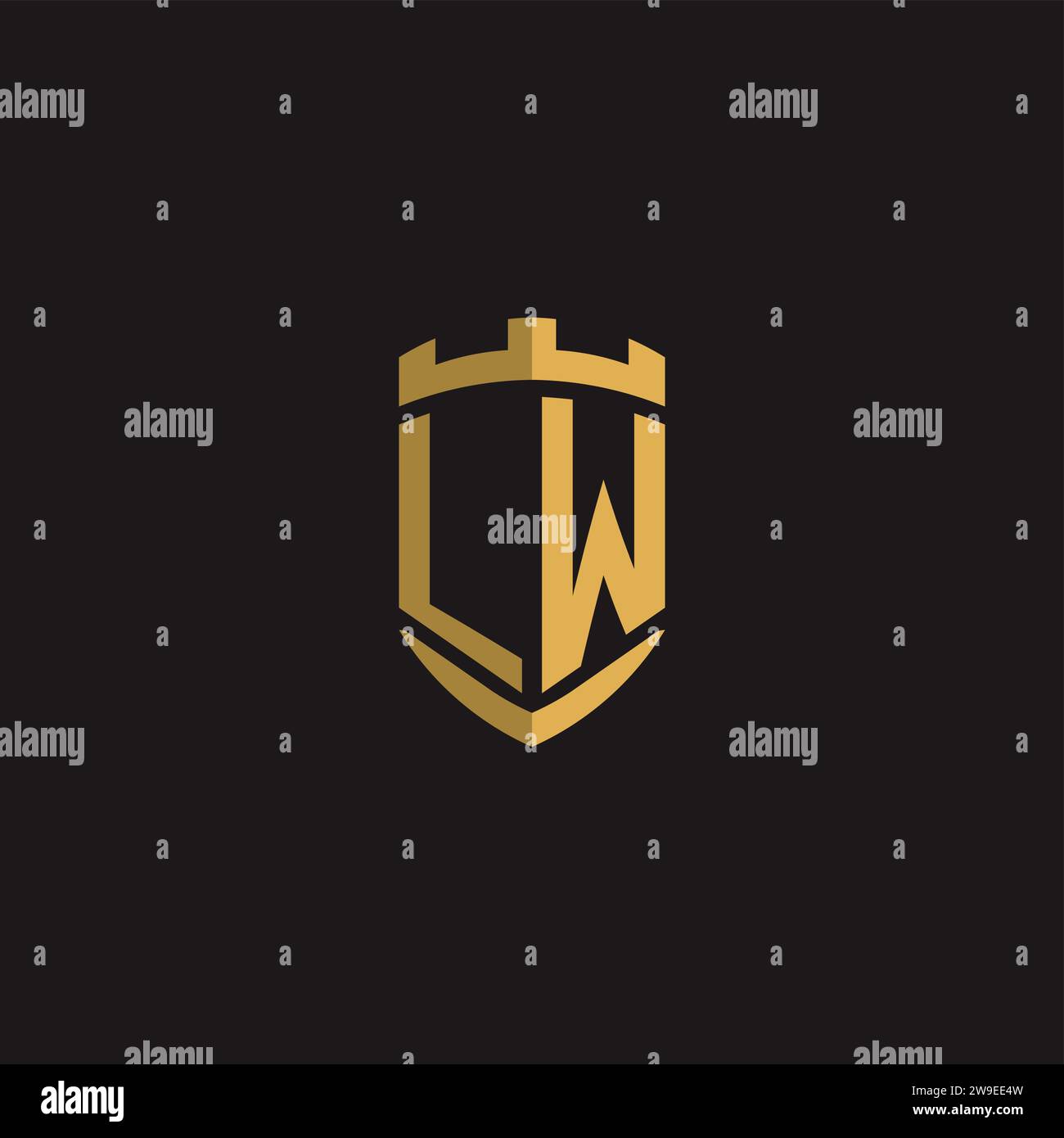 Initials LW logo monogram with shield style design vector graphic Stock Vector