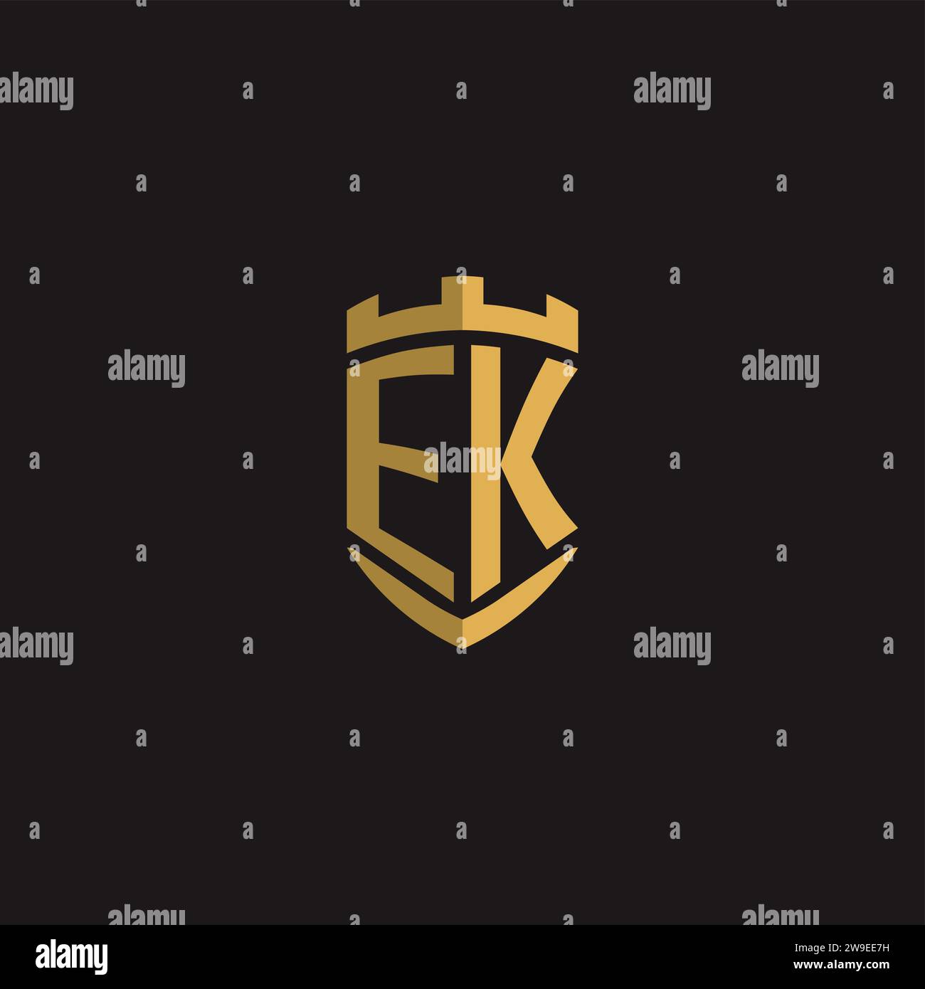 Initials EK logo monogram with shield style design vector graphic Stock Vector