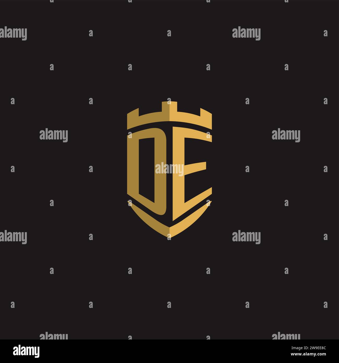 Initials DE logo monogram with shield style design vector graphic Stock Vector