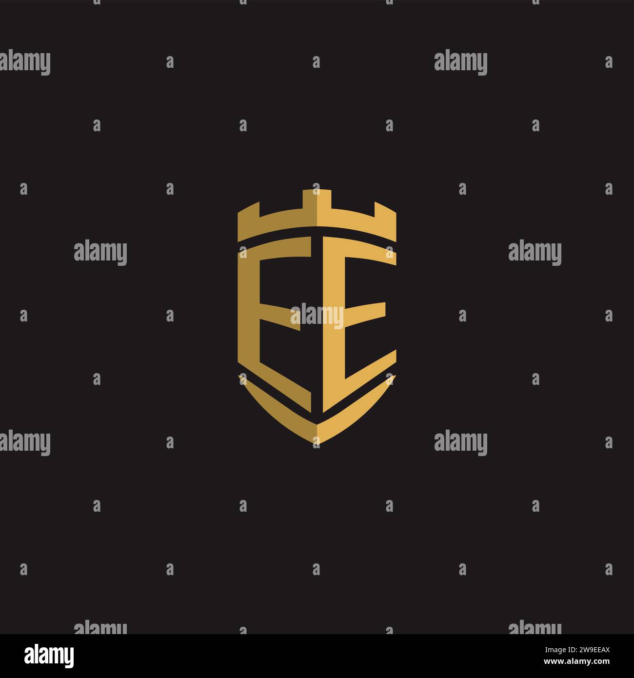 Initials EE logo monogram with shield style design vector graphic Stock Vector