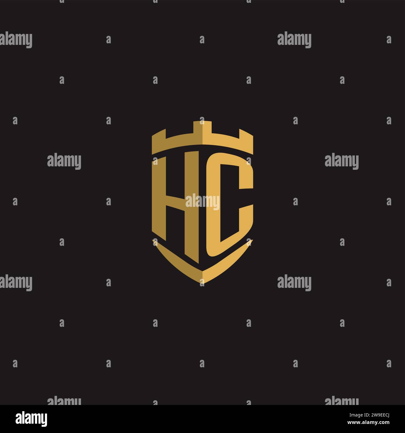 Initials HC logo monogram with shield style design vector graphic Stock Vector