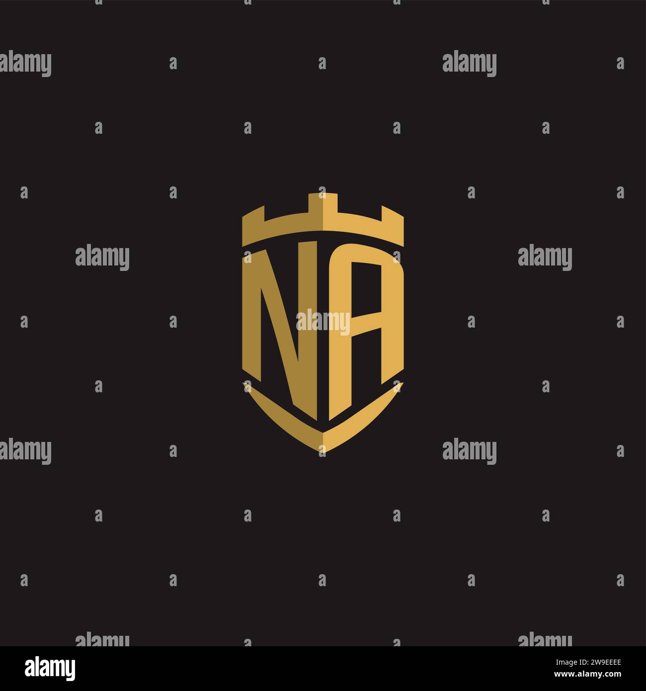 Initials NA logo monogram with shield style design vector graphic Stock Vector