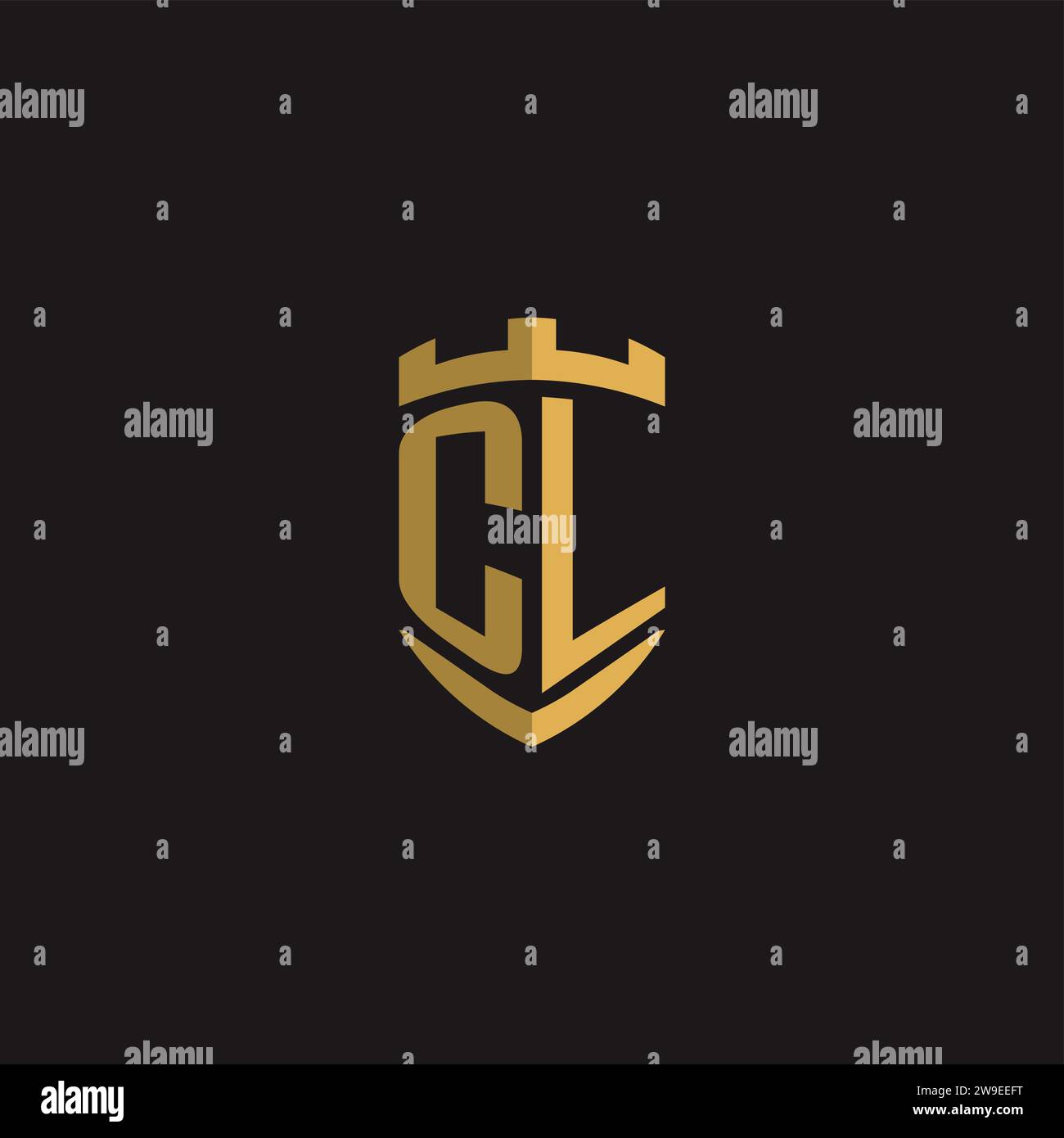 Initials CL logo monogram with shield style design vector graphic Stock Vector