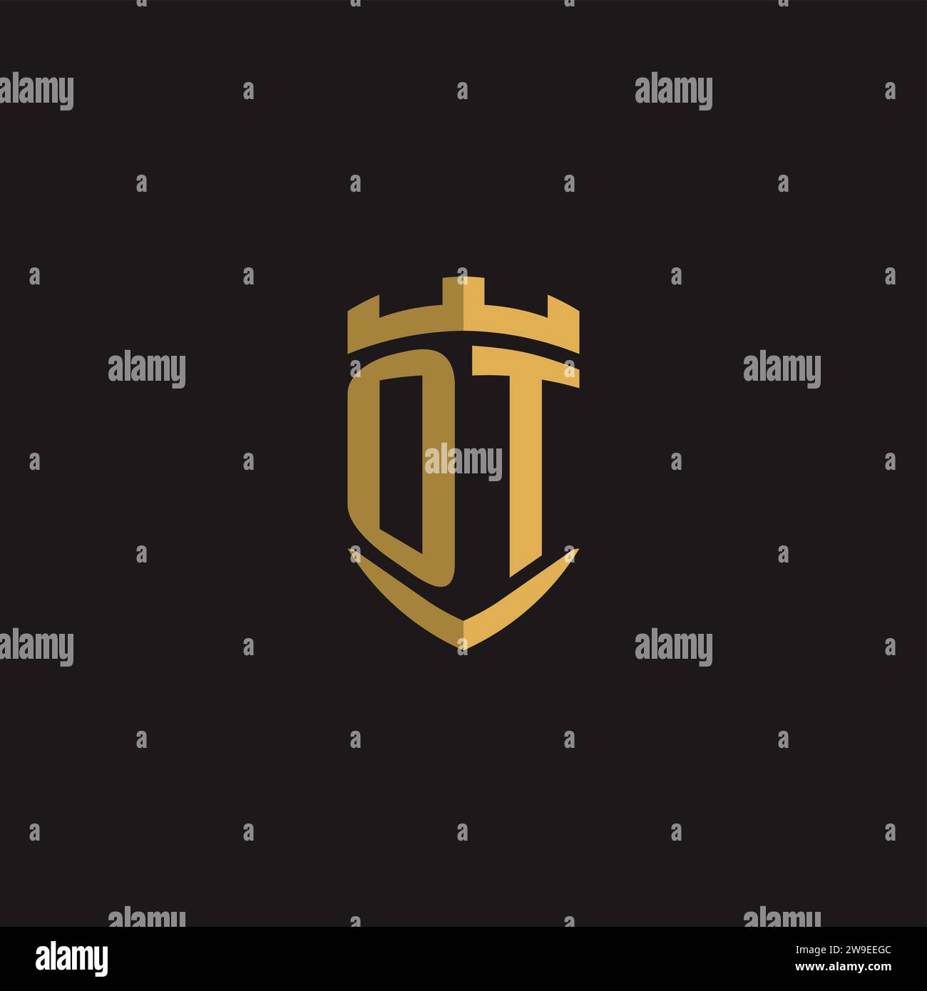 Initials OT logo monogram with shield style design vector graphic Stock Vector