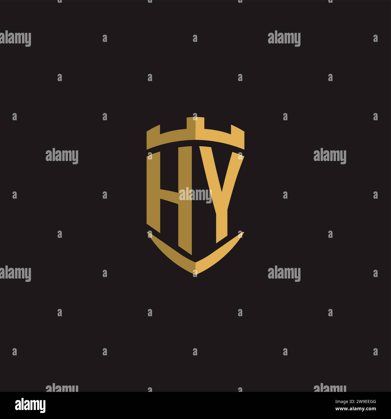 Initials HY logo monogram with shield style design vector graphic Stock Vector