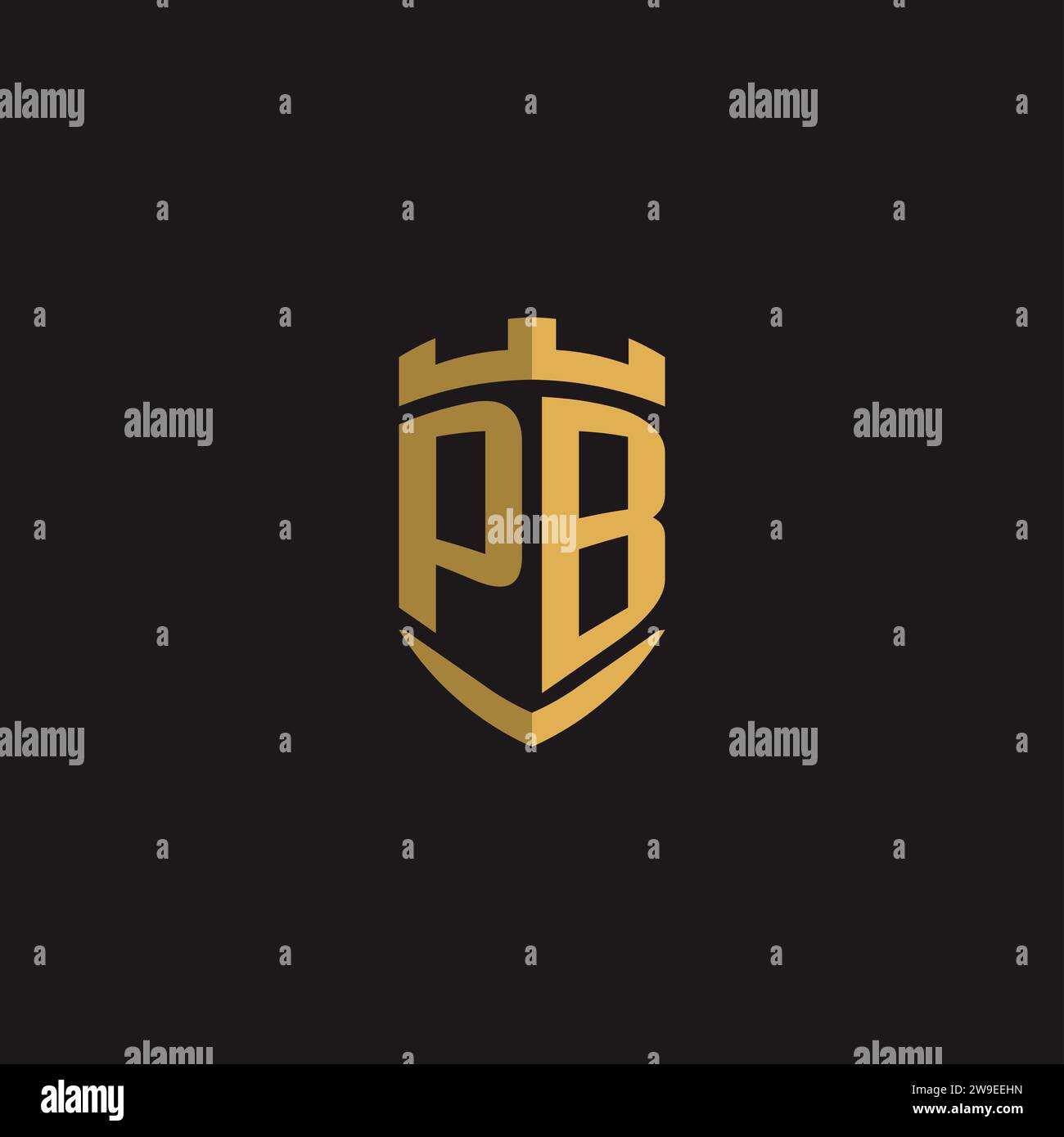 Initials PB logo monogram with shield style design vector graphic Stock Vector