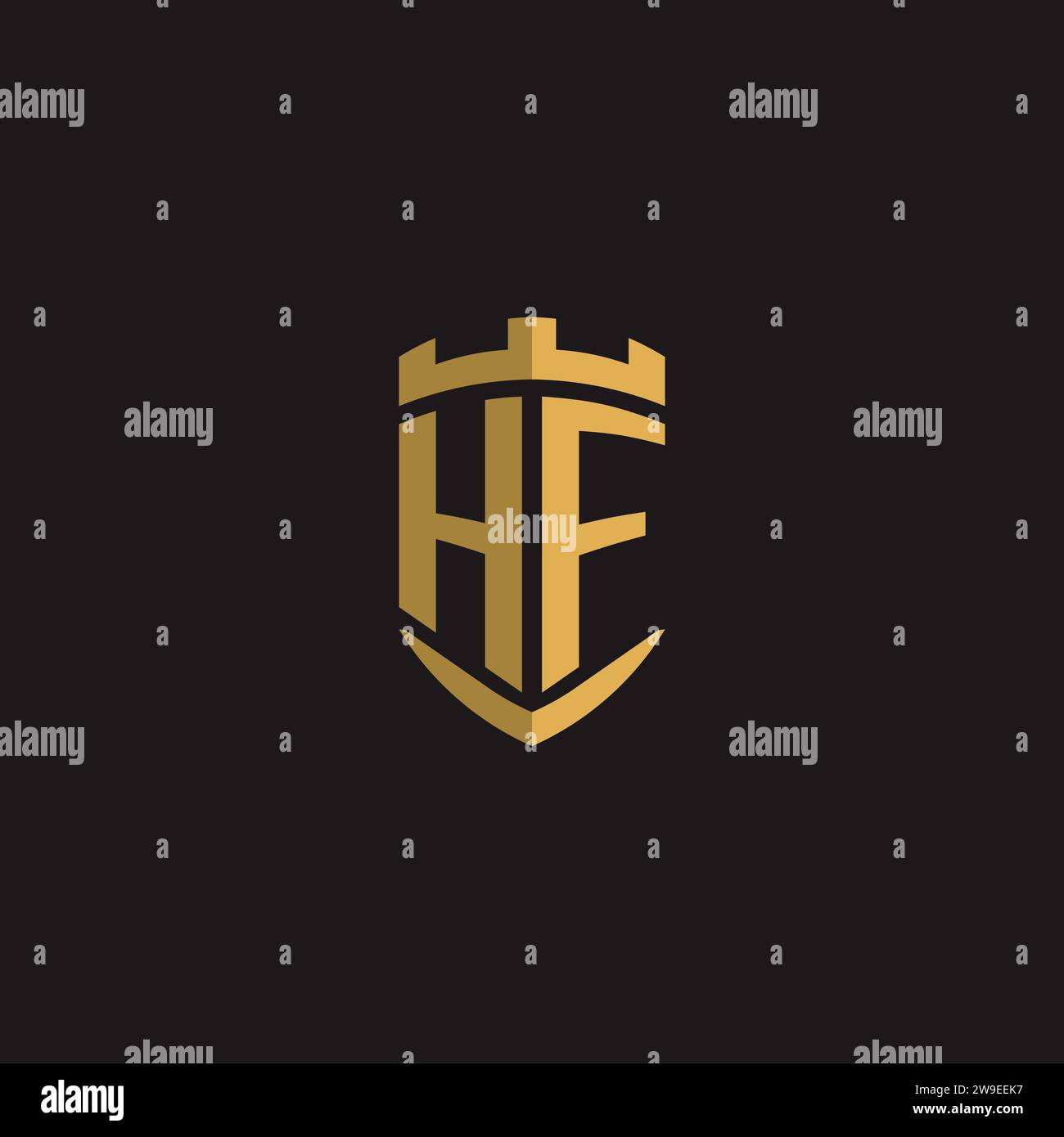 Initials HF logo monogram with shield style design vector graphic Stock Vector